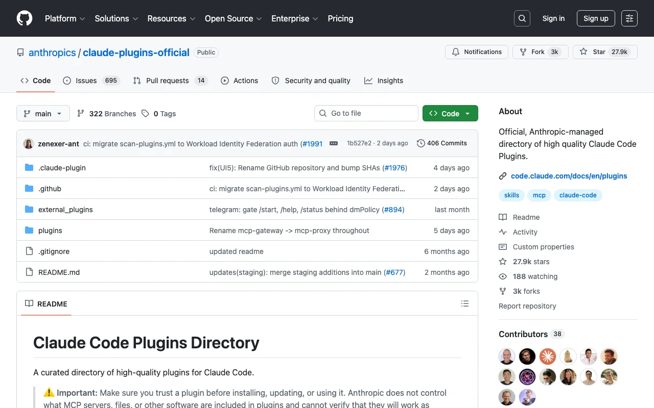 Anthropic Claude Plugins screenshot