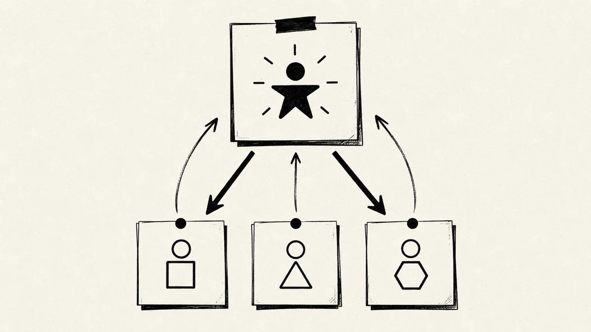 A fan-out pattern: one lead agent delegates to three subagents that each work in their own context and report results back