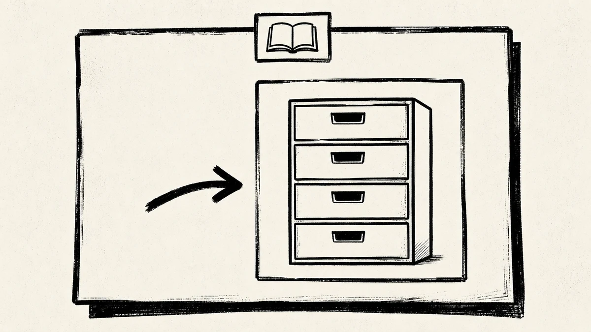 A large system box containing a smaller four-drawer filing box nested inside it, showing PARA as one part of Building a Second Brain